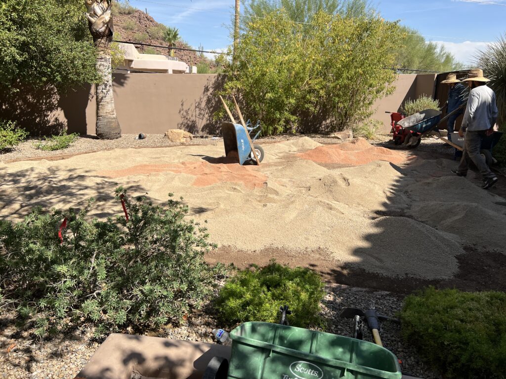 base material in Paradise Valley before artificial turf putting green landscape installation