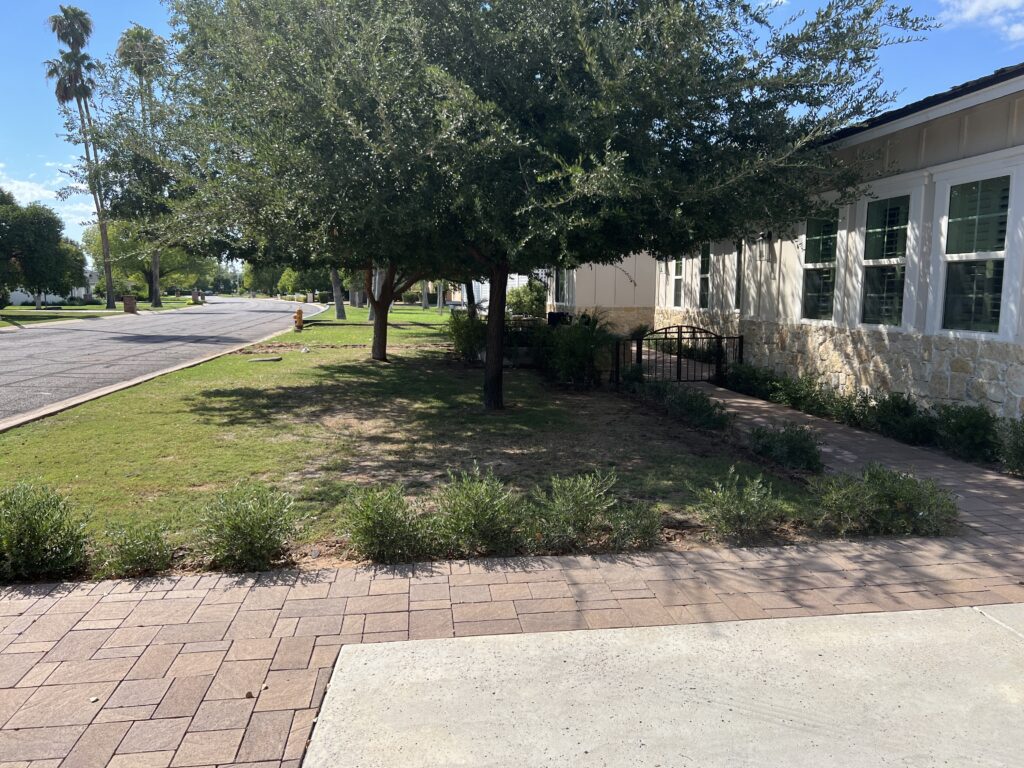front yard Arcadia, Arizona before landscaping and artificial turf installation