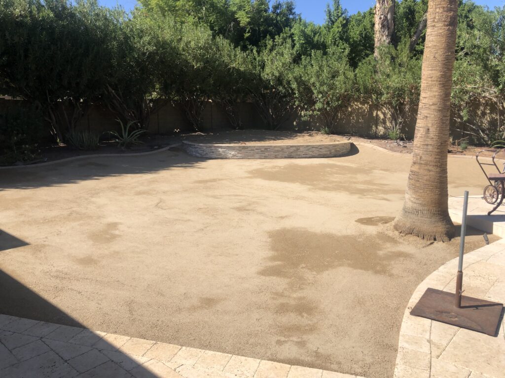 back yard Phoenix during artificial turf landscaping