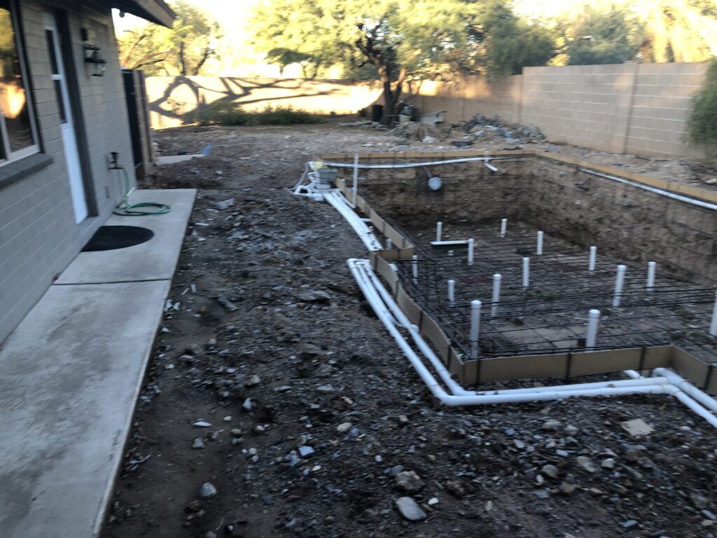 Phoenix back yard before travertine pool deck installation